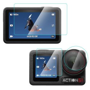 DJI Osmo Action 5 Pro PULUZ 3-in-1 Lens Front and Back Screen Tempered Glass Explosion-proof Film (Transparent)