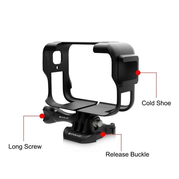 Insta360 Ace Pro PULUZ Plastic Cage Expansion Adapter Frame with Cold Shoe Base (Black) - Image 5