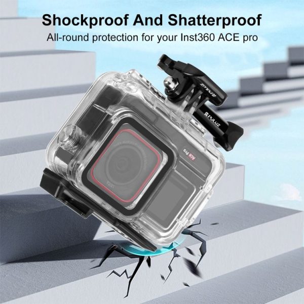 Insta360 Ace Pro PULUZ 60m Underwater Waterproof Housing Case with Base Adapter & Screw (Transparent) - Image 8