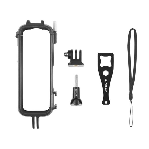 Insta360 X4 PULUZ Cold Shoe PC Plastic Protective Frame with Adapter Mount & Screw (Black) - Image 9