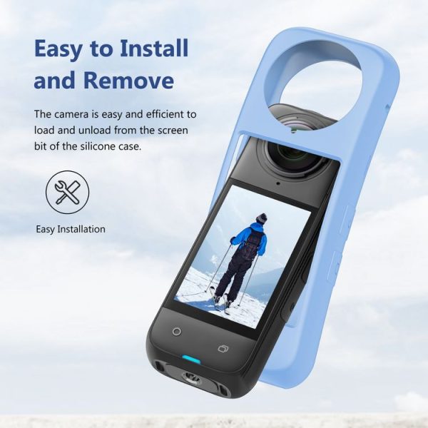Insta360 X4 PULUZ Full Body Dust-proof Silicone Protective Case (Blue) - Image 8