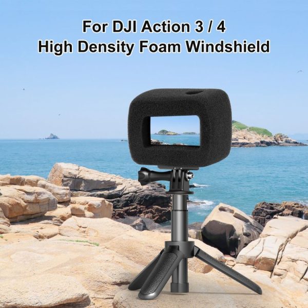DJI Osmo Action 5 Pro / 4 / 3 PULUZ High Density Foam Windshield (Black) - Image 2