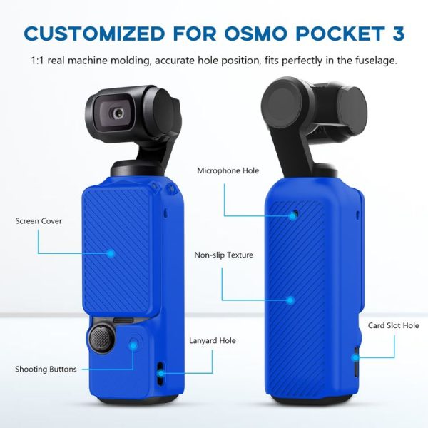 DJI OSMO Pocket 3 PULUZ 2 in 1 Silicone Cover Case Set with Strap (Blue) - Image 3