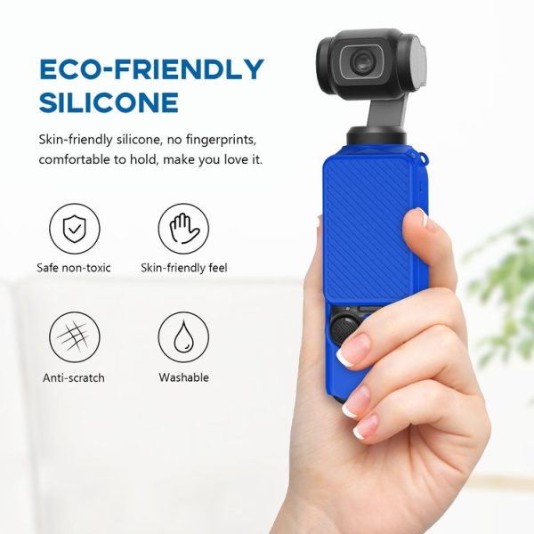 DJI OSMO Pocket 3 PULUZ 2 in 1 Silicone Cover Case Set with Strap (Blue) - Image 5
