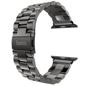 HOCO for Apple Watch 42mm Classic Buckle 3 Beads Stainless Steel Watchband (Grey Black)