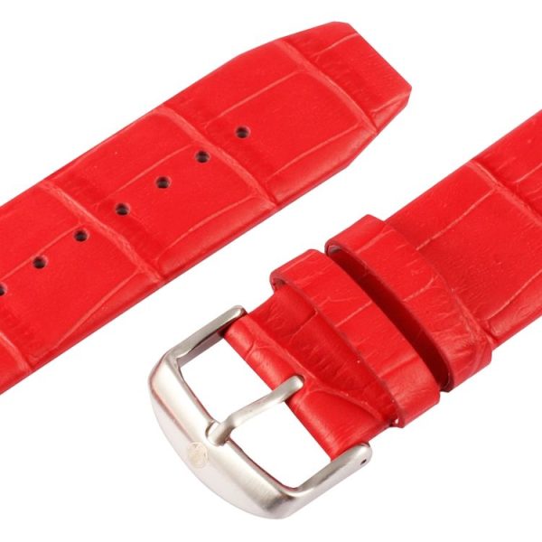Kakapi for Apple Watch 42mm Crocodile Texture Brushed Buckle Genuine Leather Watch Band with Connector (Red) - Image 6
