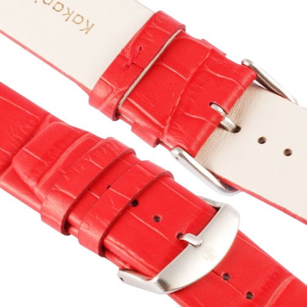 Kakapi for Apple Watch 42mm Crocodile Texture Brushed Buckle Genuine Leather Watch Band with Connector (Red) - Image 7