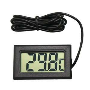 Mini LCD Digital Thermometer for Fridge Freezer, Insert Size 46mm x 26.6mm, Cable Length 1m (Black)