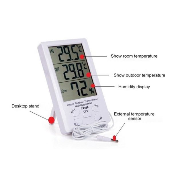 TA298 Digital LCD Humidity / Hygrometer and Thermometer with Extra Sensor Cable - Image 6
