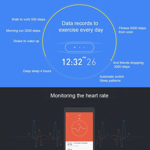 Original Xiaomi 1S Mi Band Light-sensitive Version Bluetooth 4.0 IP67 Waterproof Smart Bracelet with Heart Rate Monitor & Sport Tracker & Sleep Monitor & Call Reminder For Android 4.4 OS and IOS 7.0 or Above Devices (Yellow) - Image 6