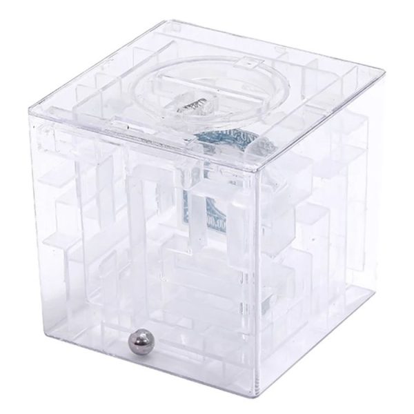 3D Puzzle Transparent Money Maze Bank Saving Coin Gift Box (White) - Image 2