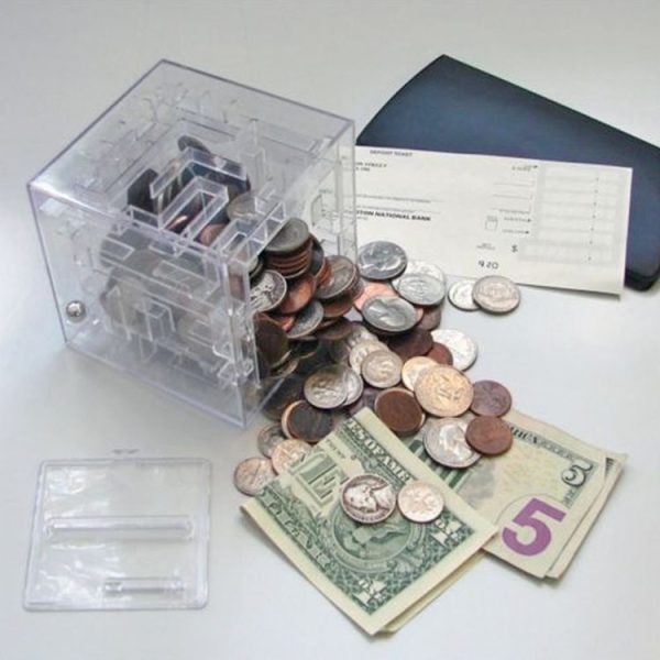 3D Puzzle Transparent Money Maze Bank Saving Coin Gift Box (White) - Image 5