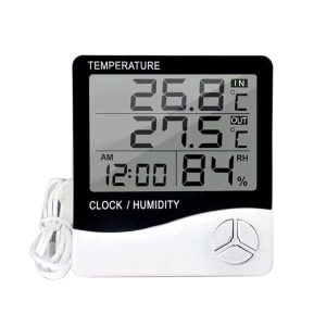 Outdoor / Indoor LCD Digital Electronic Thermometer Hygrometer Alarm Clock (Grey)