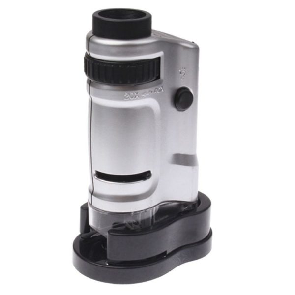 20X - 40X Magnification Zoom Lens Pocket Microscope with LED Light (Silver) - Image 2