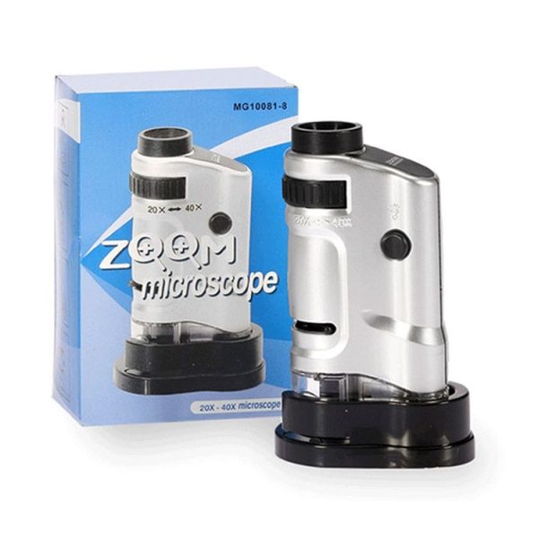 20X - 40X Magnification Zoom Lens Pocket Microscope with LED Light (Silver) - Image 7