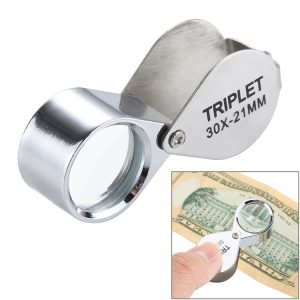 Mini Portable 30X Jewelry Magnifier (Silver)