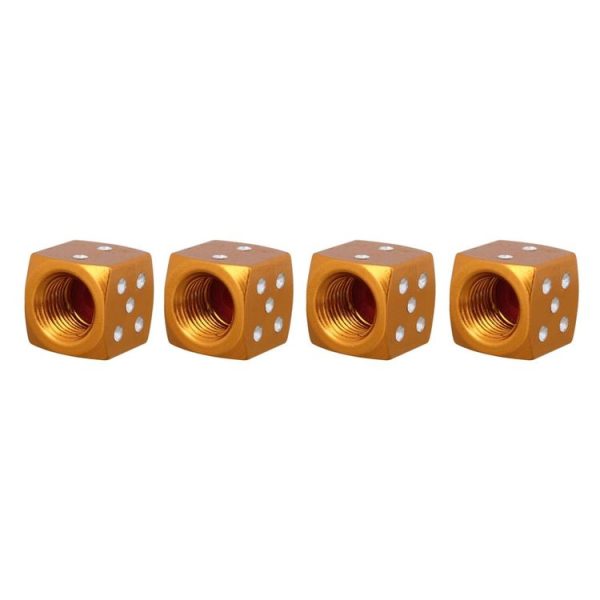 Universal 8mm Dice Style Aluminium Alloy Car Tire Valve Caps, Pack of 4 (Gold) - Image 4