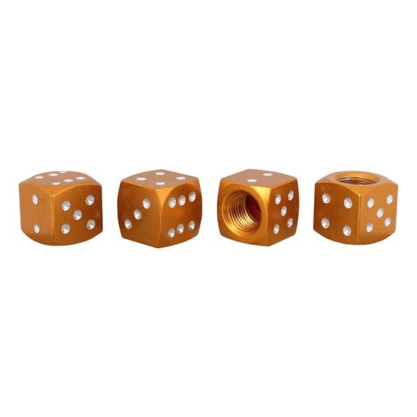 Universal 8mm Dice Style Aluminium Alloy Car Tire Valve Caps, Pack of 4 (Gold) - Image 5