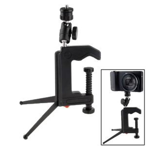 Portable Multi-Function Folding Clamp Tripod for Mini Card Digital Camera (Black)