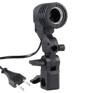 E27 AC Socket Studio Light Mount Stand Umbrella Holder (Black)