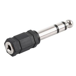 6.35mm Male to 3.5mm Stereo Jack Adaptor Socket Adapter (Black)
