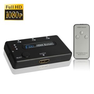 3 Port Amplifier 1080P HDMI Switch, 1.3 Version, with Remote Controller (Black)