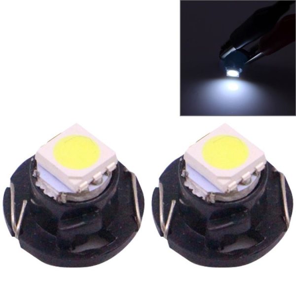 2 PCS T4.7 White Light 0.2W 12LM 1 LED SMD 5050 LED Instrument Light Bulb Dashboard Light for Vehicles, DC 12V (Black)