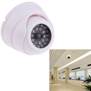 Realistic Looking Dummy Security CCTV Camera with Flashing Red LED (White)