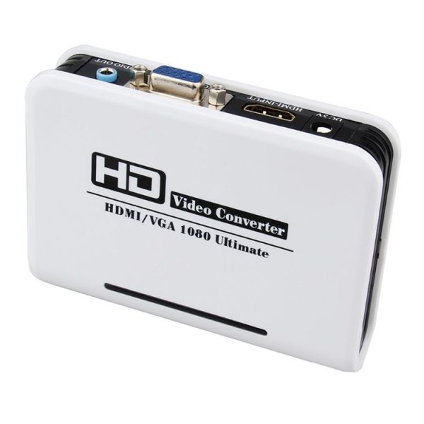 1080P HDMI to VGA adapter Digital to Analog Video Audio Converter Cable for Xbox 360 PS3 PS4 PC Laptop TV Box Projector (White) - Image 2