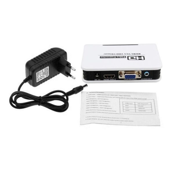 1080P HDMI to VGA adapter Digital to Analog Video Audio Converter Cable for Xbox 360 PS3 PS4 PC Laptop TV Box Projector (White) - Image 4