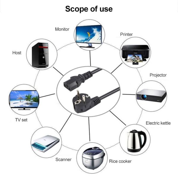 EU Plug Computer PC Power Cord 3 Pin Cable, Length: 1.8m - Image 5