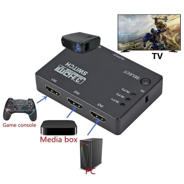 Full HD 1080P 3D HDMI 3x1 Switch with IR Remote Control - Image 5
