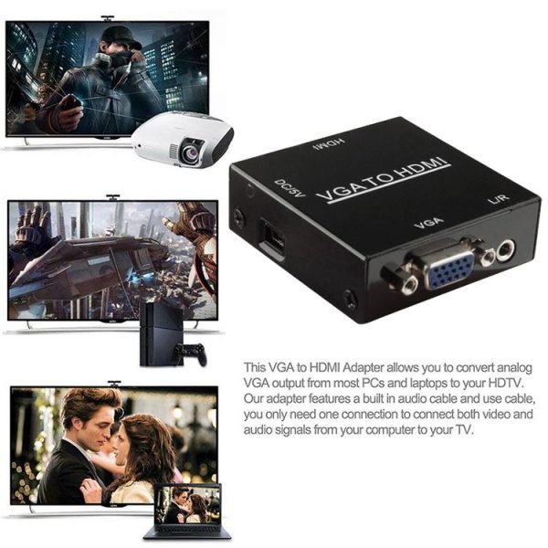 HD 1080P HDMI Mini VGA to HDMI Scaler Box Audio Video Digital Converter Adapter for PC / HDTV - Image 8