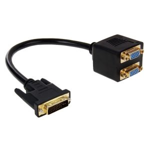30cm DVI 24+5 Pin Male to 2 VGA Female Splitter Cable (Black)