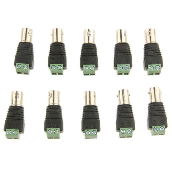 10 PCS Green Power to BNC Coaxial Female Adapter Connector for CCTV Cameras - Image 4