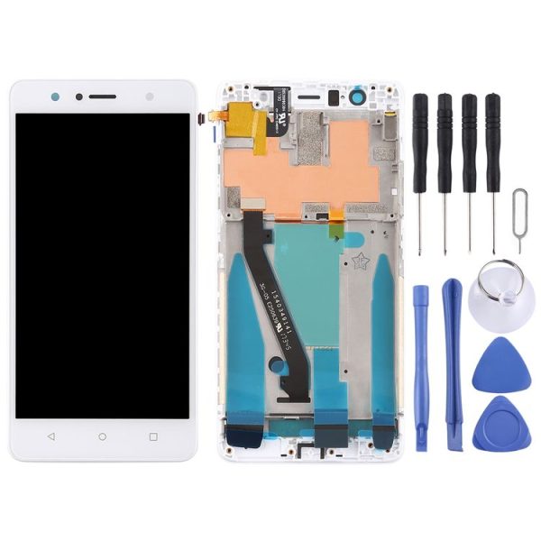 OEM LCD Screen for Lenovo K8 Plus Digitizer Full Assembly with Frame (White) - Image 2