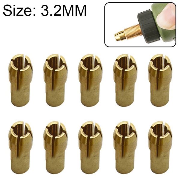 10 PCS Three-claw Copper Clamp Nut for Electric Mill Fittings, Bore diameter: 3.2mm