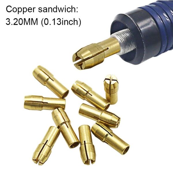10 PCS Three-claw Copper Clamp Nut for Electric Mill Fittings, Bore diameter: 3.2mm - Image 3