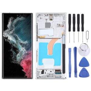 Samsung Galaxy S22 Ultra 5G SM-S908B Original LCD Screen Digitizer Full Assembly with Frame (White)