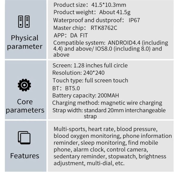 V23 1.28inch IPS Color Screen Smart Watch IP67 Waterproof, Support Heart Rate Monitoring / Blood Pressure Monitoring / Blood Oxygen Monitoring / Sleep Monitoring (Black) - Image 20