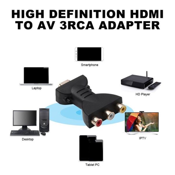 Gold-plated HDMI Male to 3 RCA Video Audio Adapter AV Component Converter for DVD Projector - Image 5