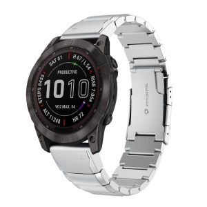 Garmin Fenix 7 22mm Tortoise Shell Stainless Steel Watch Band (Silver)