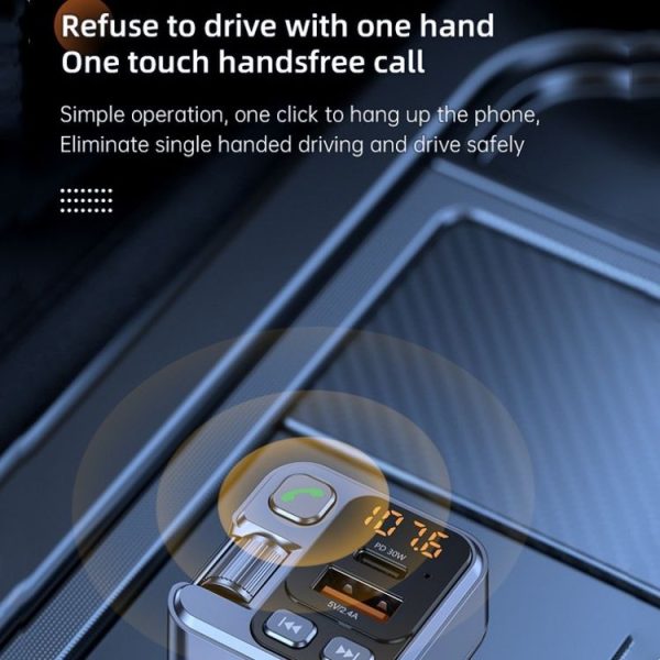 T16 MP3 Player Fast Charger Wireless Bluetooth 5.1 FM Transmitter Hands Free Car Kit - Image 6