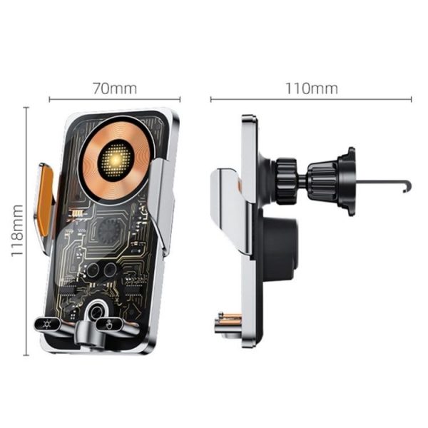 C1 Car Wireless 66W Fast Charger Phone Holder Infrared Sensor Punk Style (Black) - Image 8