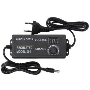 AC To DC Adjustable Voltage Power Adapter Universal Power Supply Display Screen Power Switching Charger EU, Output Voltage: 9-24V-3A