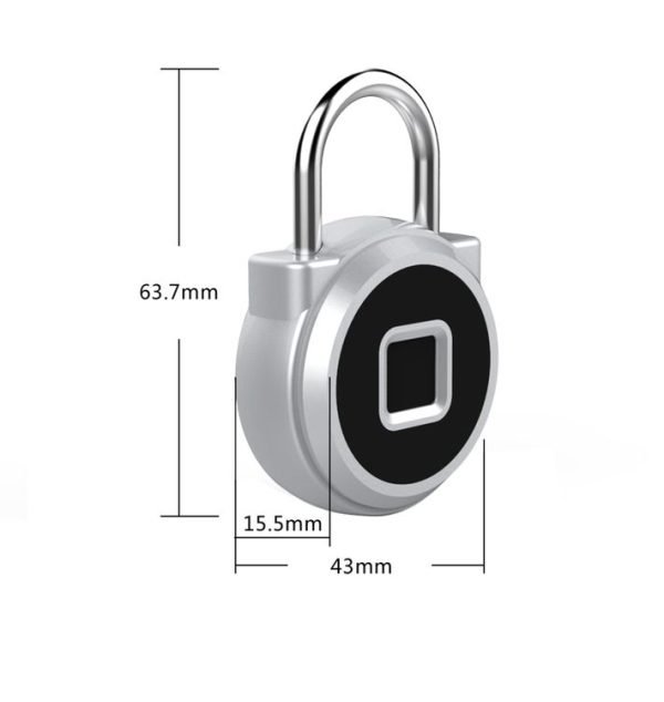 P10 Fingerprint Lock Alloy Fingerprint Padlock Gym Small Lock Cabinet Lock Electronic Lock At Home (Silver) - Image 3