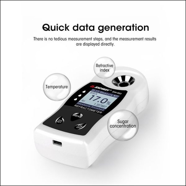 SNDWAY SW-593 Digital Refractometer Sugar Brix Meter Rechargeable Wine Beer Alcohol Drink Fruit Sugar Concentration Meter - Image 6
