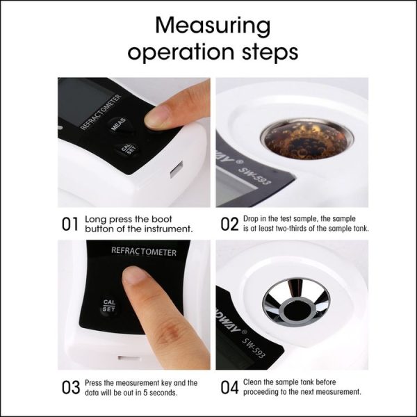 SNDWAY SW-593 Digital Refractometer Sugar Brix Meter Rechargeable Wine Beer Alcohol Drink Fruit Sugar Concentration Meter - Image 8