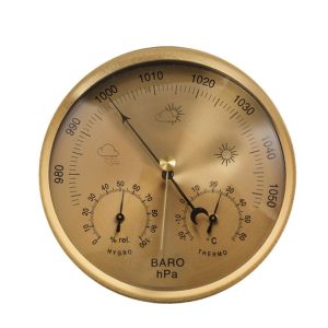 THB9392 132mm Wall Mounted Digital Thermometer Hygrometer Household High Accuracy Pressure Gauge Air Weather Instrument Barometer (Gold)