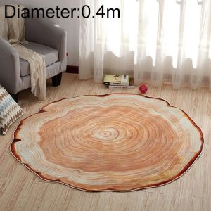 3D Growth Ring Pattern Bathroom Living Room Carpets Home Decor Mat, Size: Diameter about 0.4m (Yellow Abstract Wood Grain)